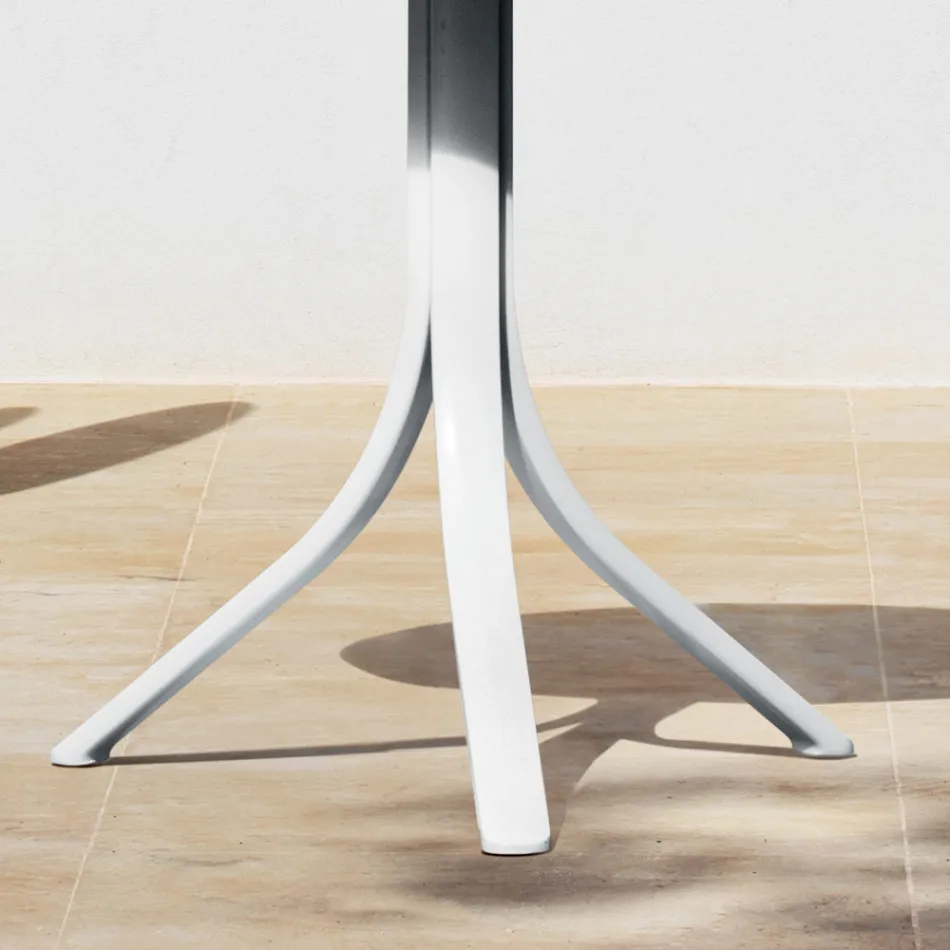Outdoor Bar Table with 3 Reclining Aluminum Legs in 2 Finishes - Filomena Viadurini