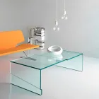 Low Coffee Table for Living Room in Cantilever Transparent Glass - Discount Viadurini