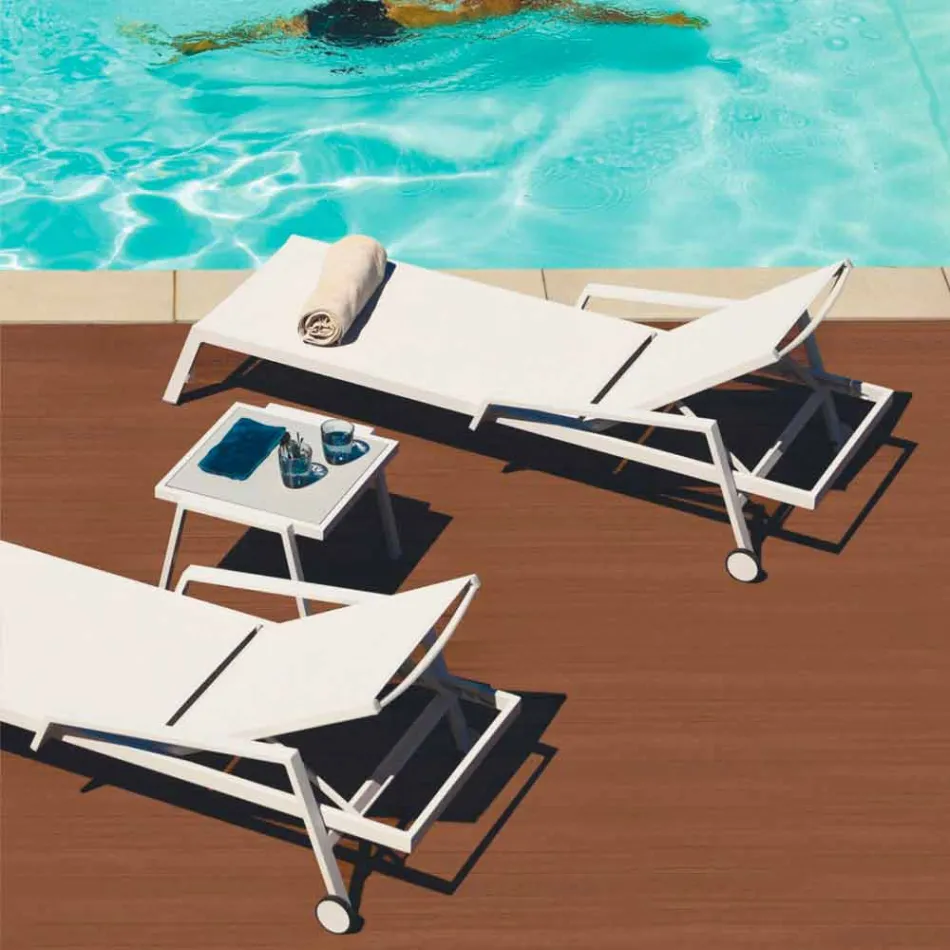 Modern Outdoor Coffee Table in Aluminum and Laminate - Carmine2 Viadurini