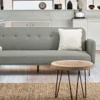 Low Table for Living Room in Aluminum and Top in Natural Wood - Crotone Viadurini