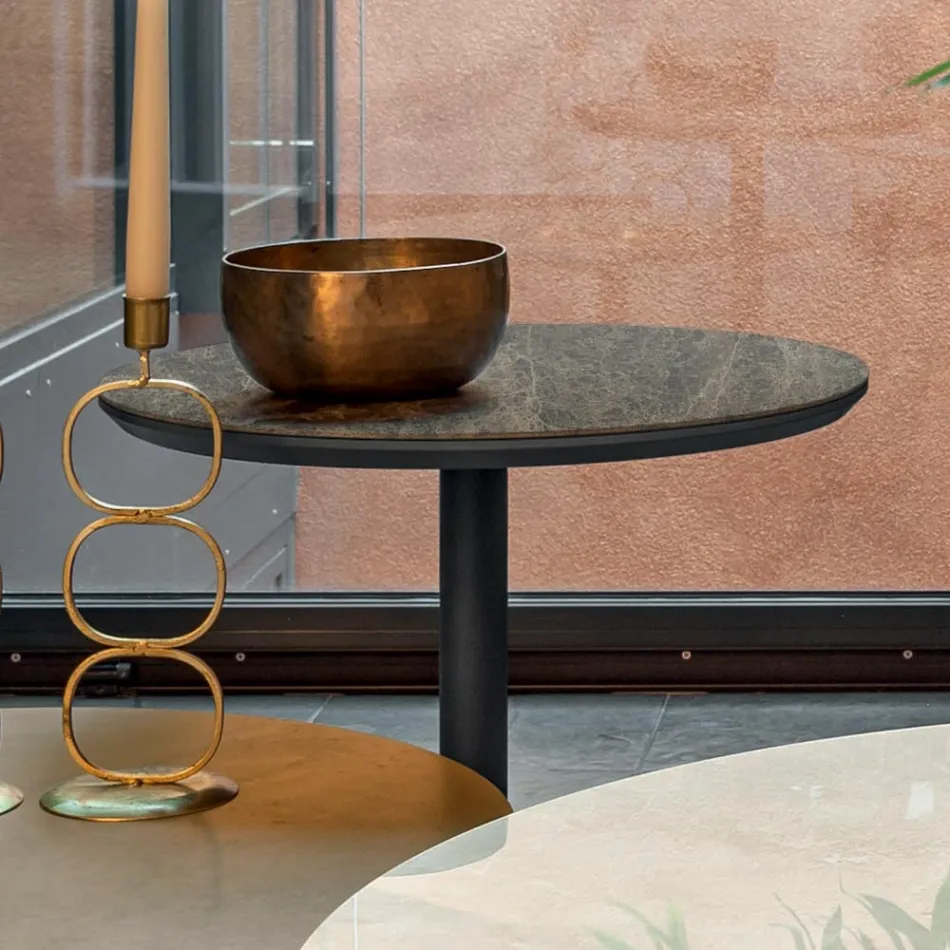 Low Coffee Table in Metal and Ceramic of Various Sizes - Amereo Viadurini