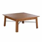 Low Square Coffee Table for Outdoor Living Room in Natural or Black Wood - Suzana Viadurini