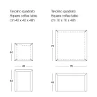 Square Design Metal Coffee Table in 2 Sizes - Josyane Viadurini