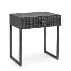 Bedside Table in Steel and Mango Wood of Ethnic Design - Mireo Viadurini