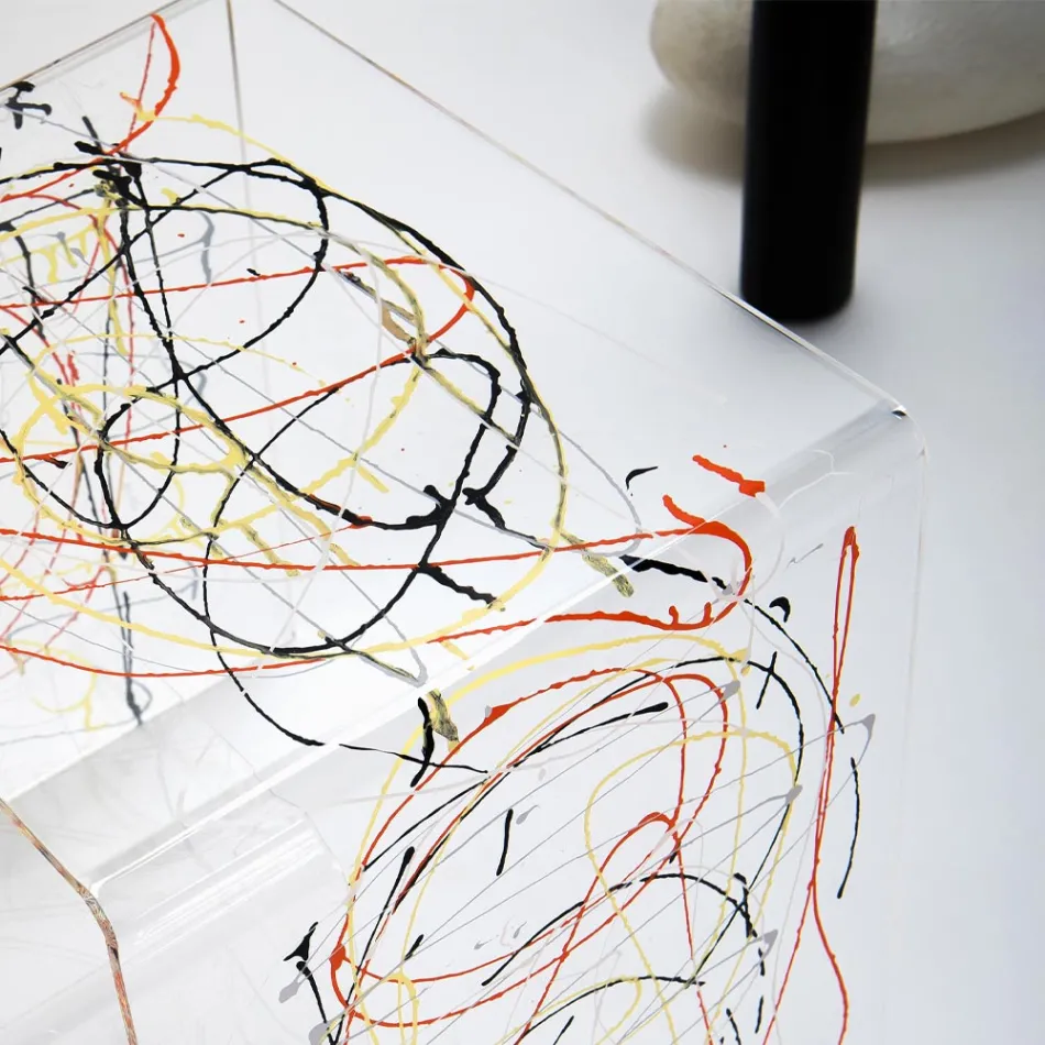 Bedside Table in Transparent and Colored Plexiglass 2 Sizes - Pelere Viadurini