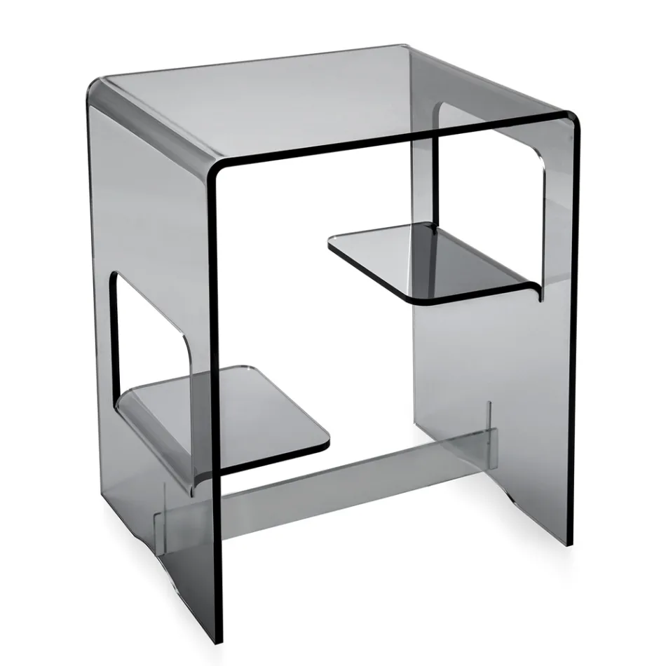 Bedside Table in Transparent or Smoked Plexiglass Made in Italy - Lollao Viadurini