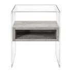Recyclable Bedside Table in Transparent Plexiglass and Wood - Pascoli Viadurini