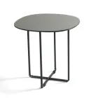 Coffee Table with Metal Base and Mirror and Marble-Effect Ceramic Top - Gisella Viadurini