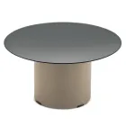 Coffee Table with Metal Base and Ø60 cm Mirror or Glass Top - Flaminia Viadurini