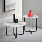 Coffee Table with Mirror and Marble-Effect Ceramic Top Made in Italy - Giusta Viadurini