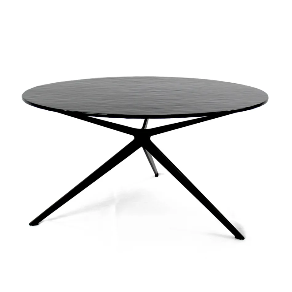 Coffee Table with Round Top Made in Glass Made in Italy - Siste Viadurini