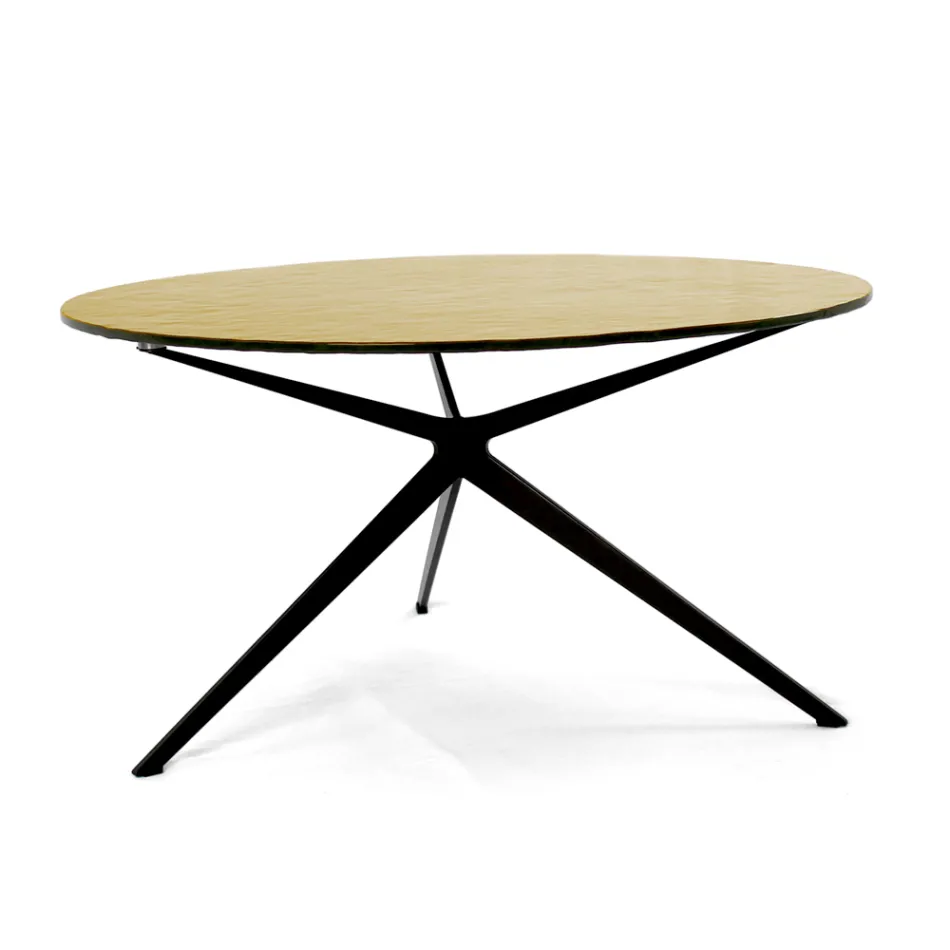 Coffee Table with Round Top Made in Glass Made in Italy - Siste Viadurini