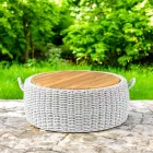 Garden Container Table in Teak and Rope Weaving - Arjuna Viadurini