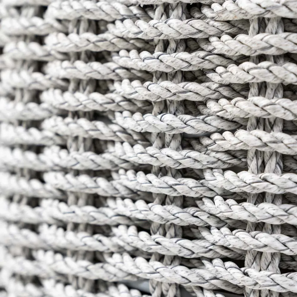 Garden Container Table in Teak and Rope Weaving - Arjuna Viadurini
