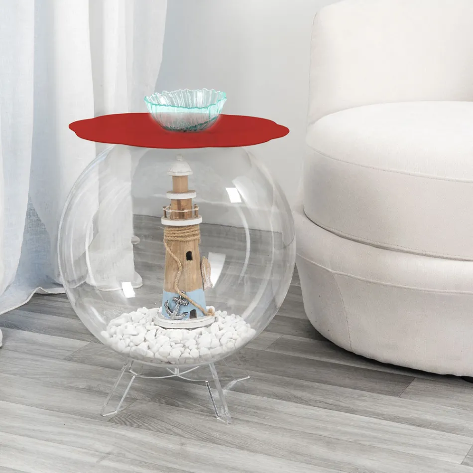 Biffy red round coffee table / container, modern design made in Italy Viadurini