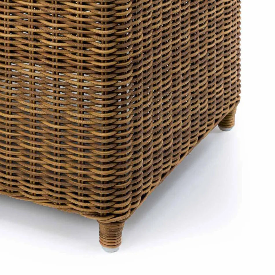 High Garden Side Table in Woven Synthetic Rattan - Yves Viadurini