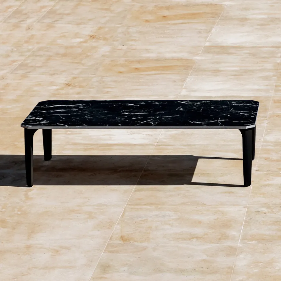 Garden Coffee Table in Aluminum and Stoneware Top 7 Finishes - Filomena Viadurini