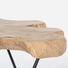 Coffee Table for Living Room Black Steel and Natural Teak Wood - Perlana Viadurini