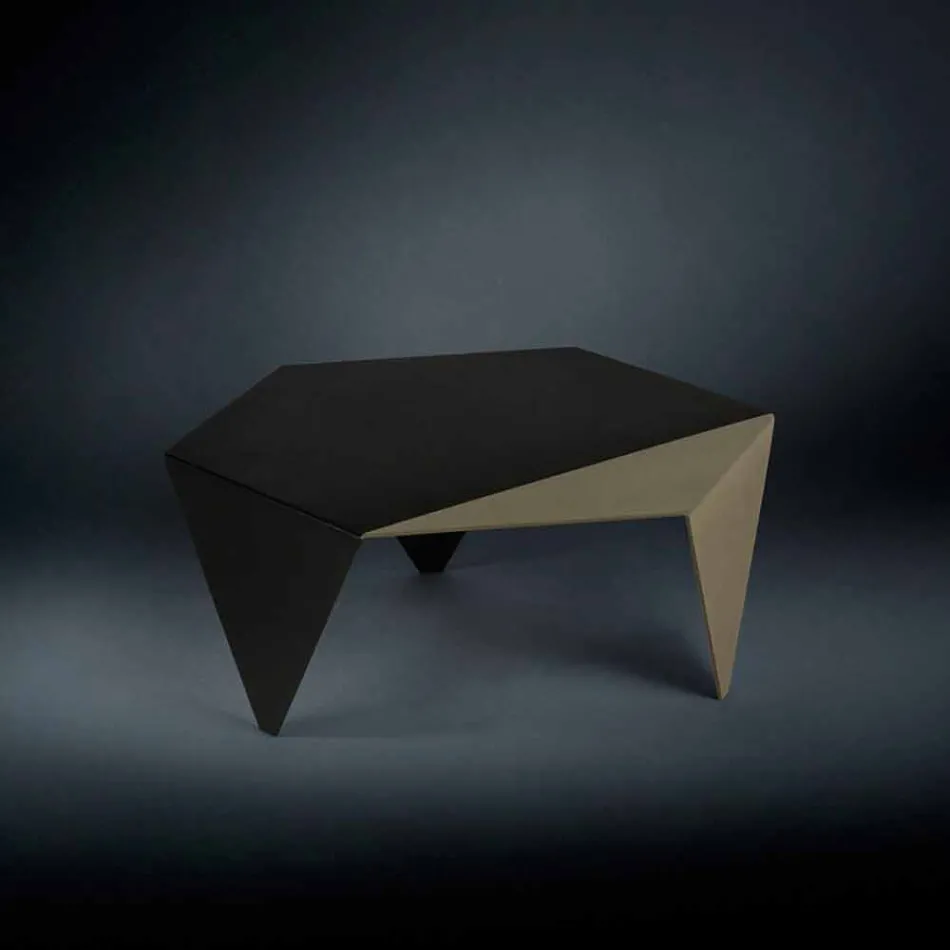Coffee table in two-tone metal design Coffee laser cut Ruche Viadurini