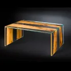 Table of Venetian Briccola wooden coffee and glass 120 cm Viadurini