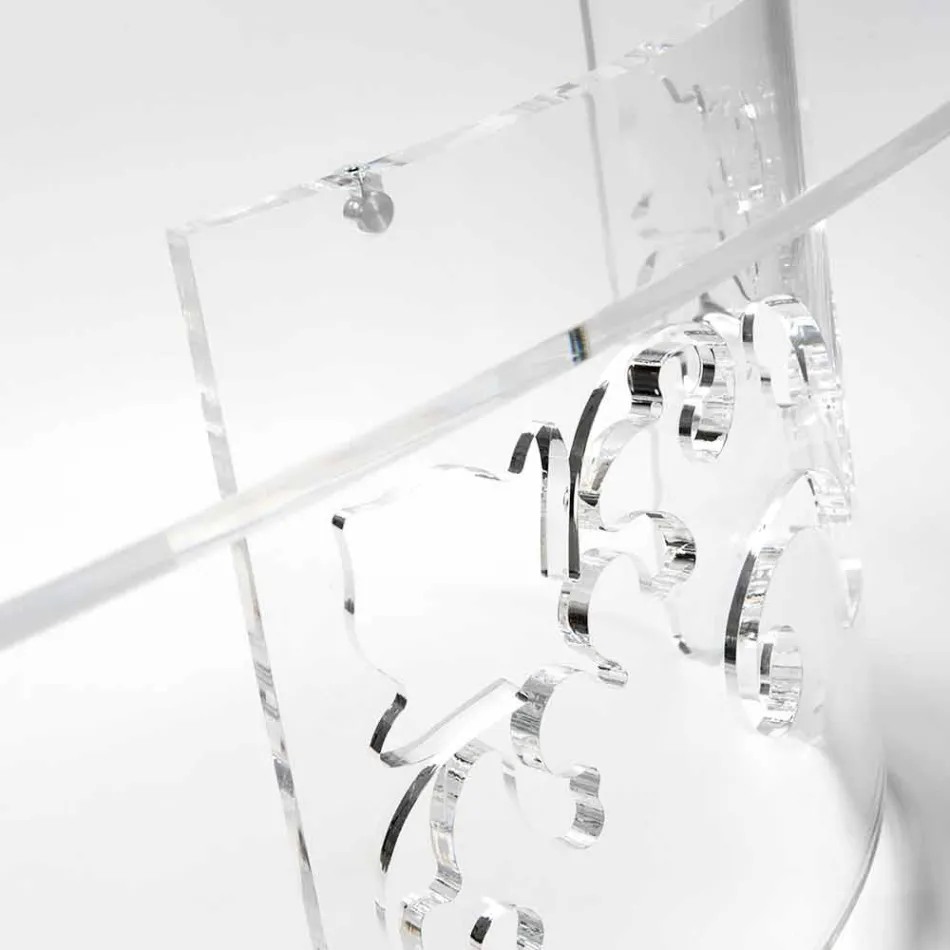 Coffee Table in Smoked or Transparent Plexiglass with Decorated Base - Crassus Viadurini