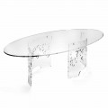 Coffee Table in Smoked or Transparent Plexiglass with Decorated Base - Crassus