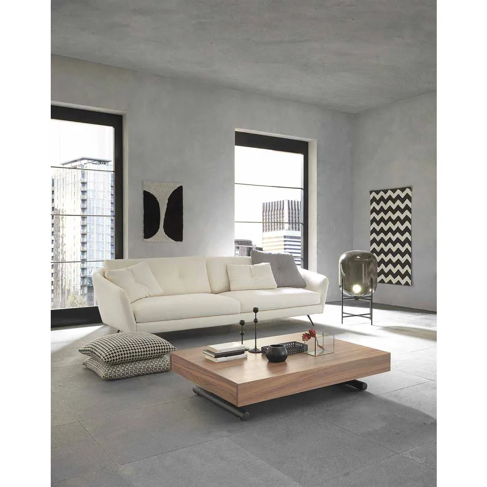 Modern Transformable Coffee Table in Wood and Metal Made in Italy - Fabio Viadurini