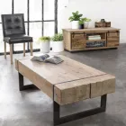 Coffee Table for the Living Room in Fir Wood and Steel - Ilenia Viadurini