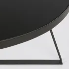 Round Coffee Table in Black Steel and Glass Top 2 Sizes - Zanzino Viadurini