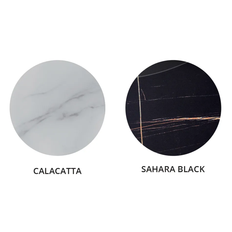 Round Coffee Table in Luxury Marble Effect Metal and Glass - Magali Viadurini