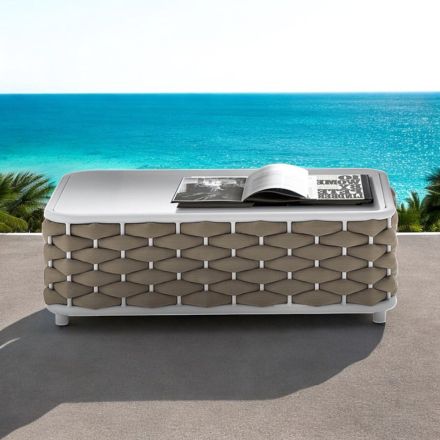 Outdoor Coffee Table in Aluminum and Hand Woven Fabric - Reda Viadurini