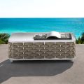 Outdoor Coffee Table in Aluminum and Hand Woven Fabric - Reda