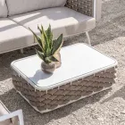 Outdoor Coffee Table in Aluminum and Hand Woven Fabric - Reda Viadurini