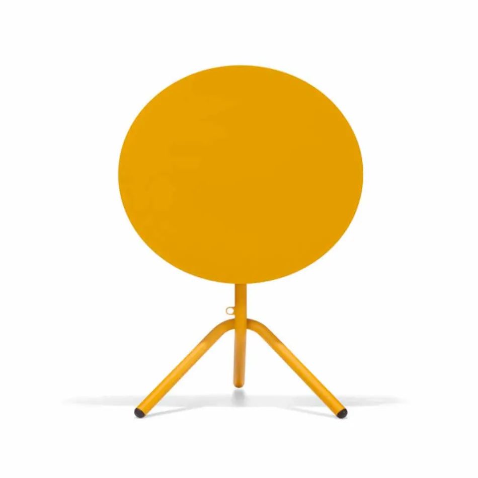 Round Outdoor Metal and Sheet Metal Table Made in Italy - Alberic Viadurini