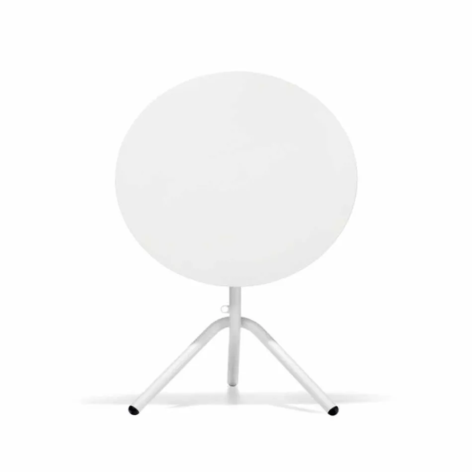 Round Outdoor Metal and Sheet Metal Table Made in Italy - Alberic Viadurini