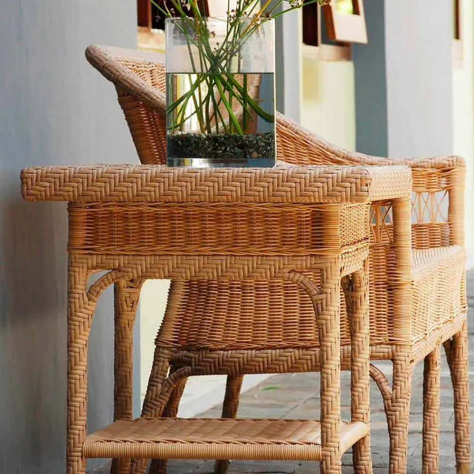 Coffee Garden 56x56 cm hand-woven polyethylene Chad Viadurini