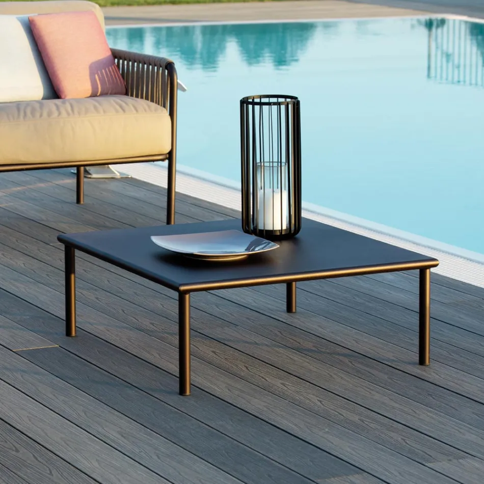Garden Coffee Table in Galvanized Steel Made in Italy - Arwen Viadurini