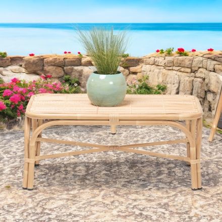 Garden Coffee Table in Aluminum and Polyrattan Weaving - Ellide Viadurini