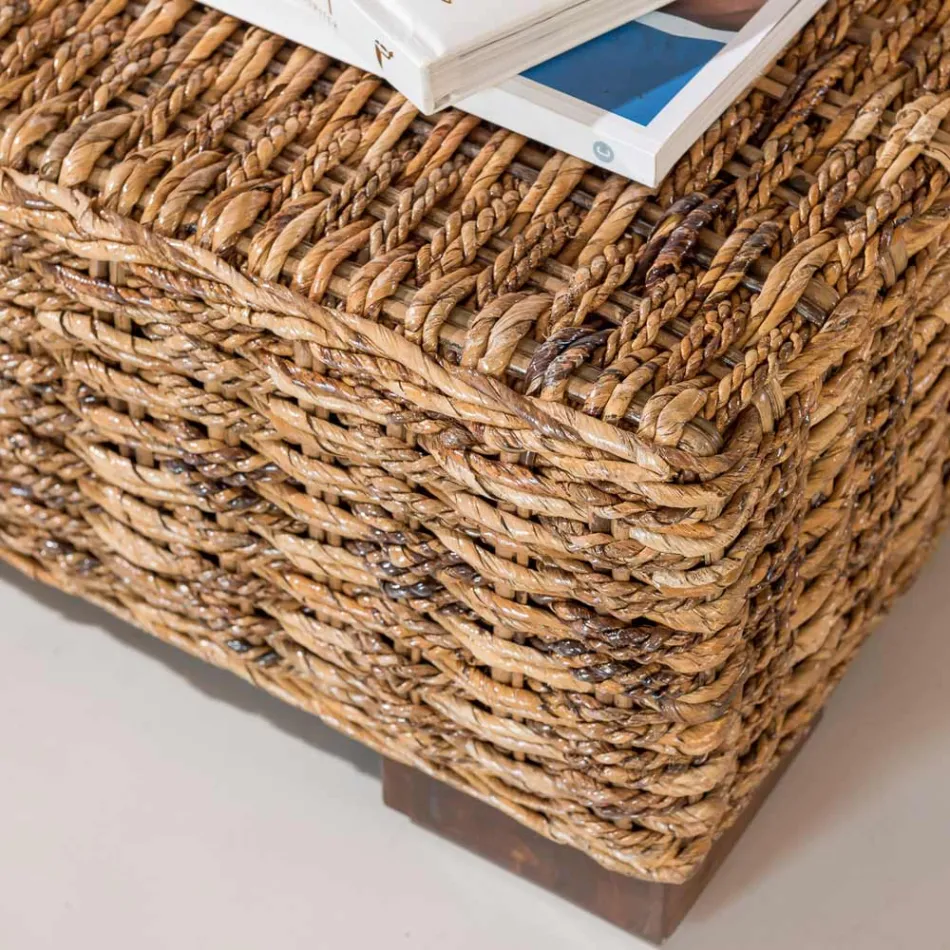 Garden Coffee Table in Natural Abaca Fiber - Lagertha Viadurini