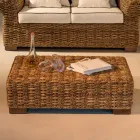 Garden Coffee Table in Natural Abaca Fiber - Lagertha Viadurini
