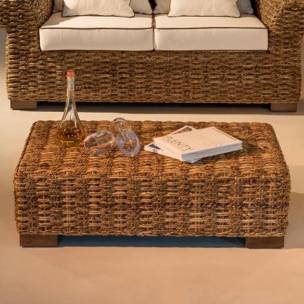 Garden Coffee Table in Natural Abaca Fiber - Lagertha Viadurini