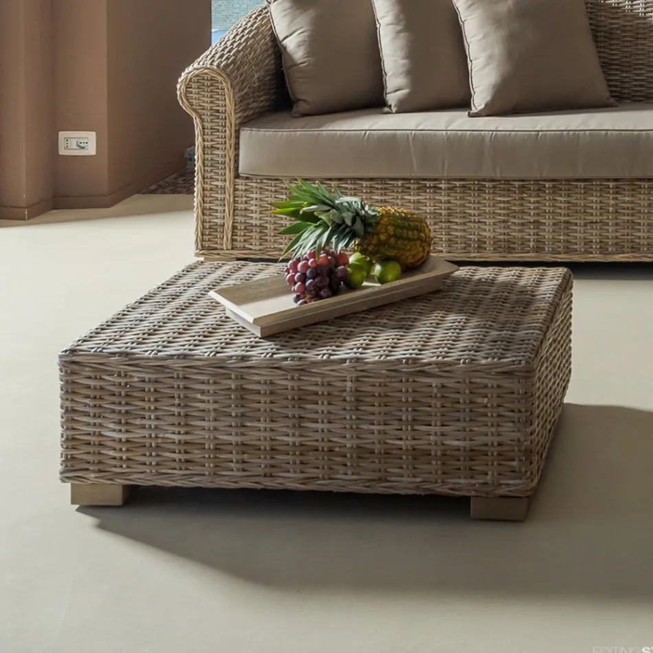 Garden Coffee Table in Natural Fiber by Kubù - Isildur Viadurini