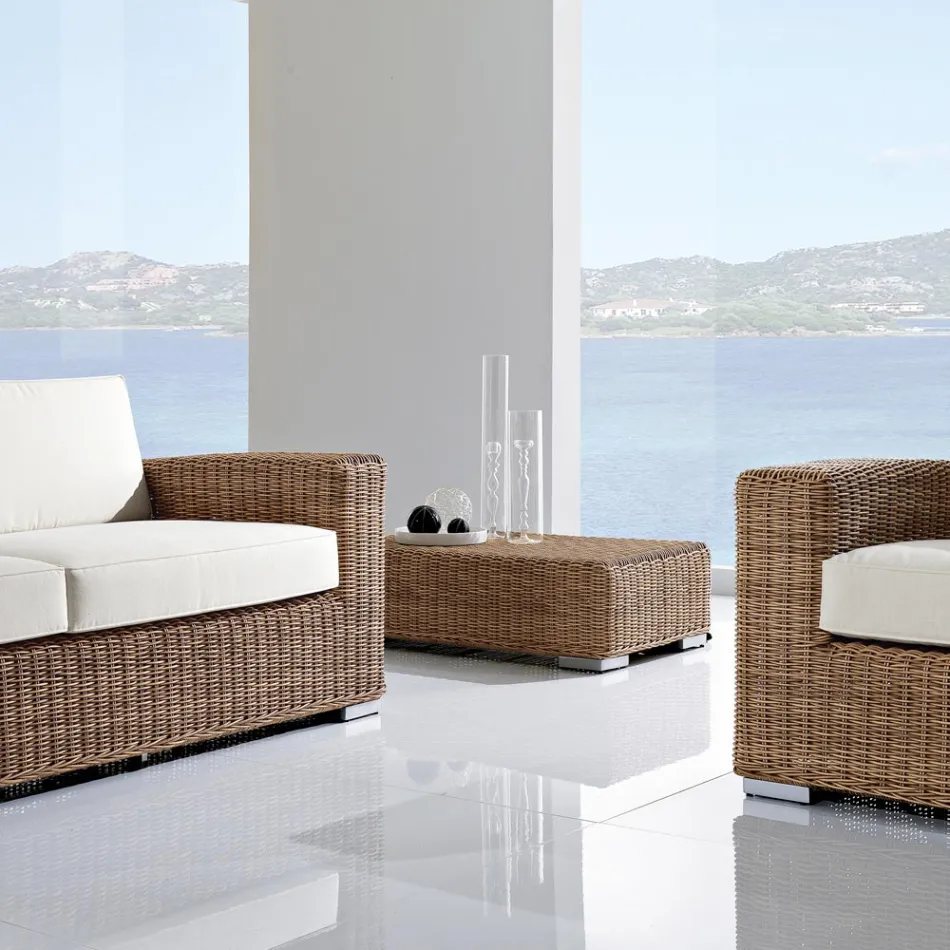 Garden Coffee Table in Hand Woven Polyrattan - Yoko Viadurini