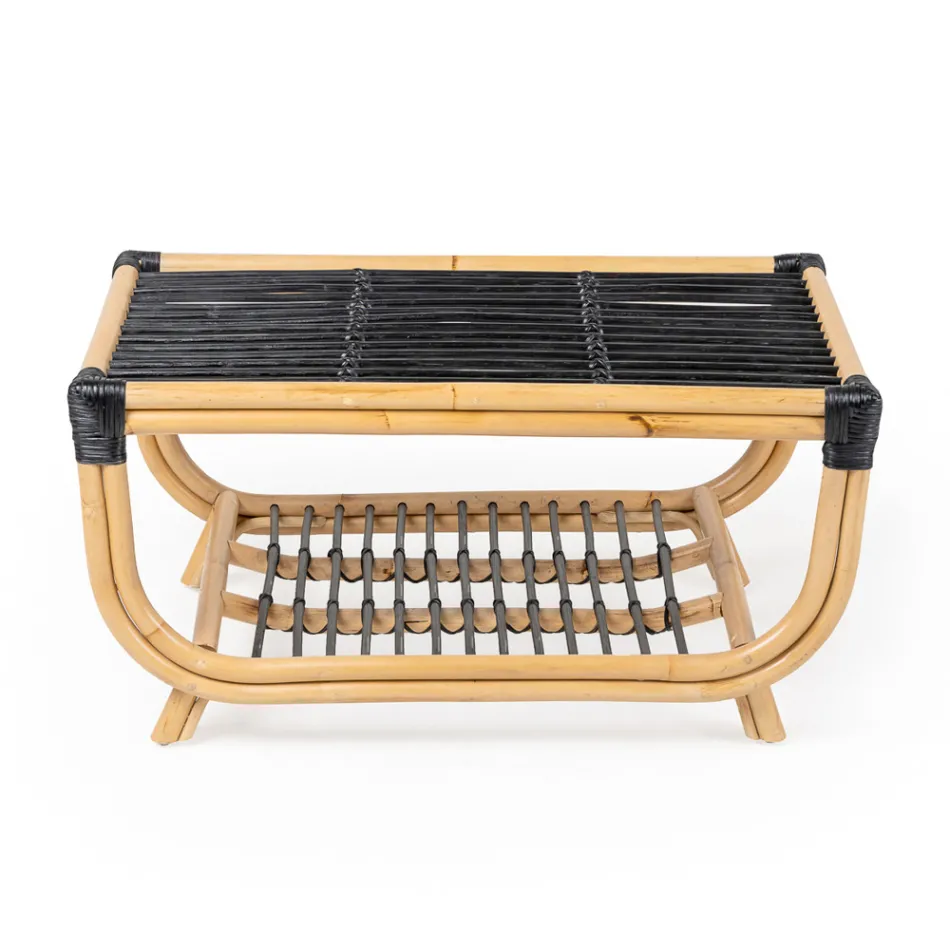Garden Coffee Table in Hand-Woven Natural Rattan - Catelyn Viadurini