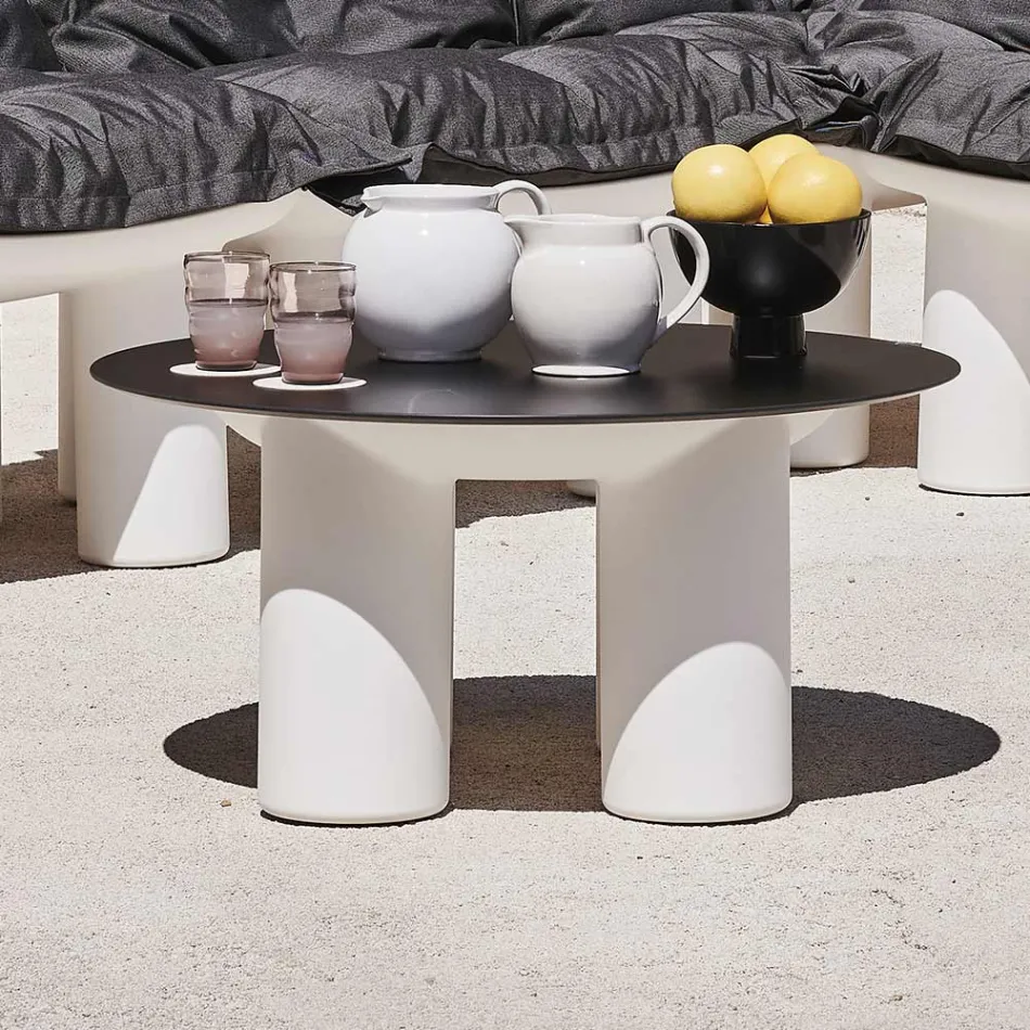 Round Garden Coffee Table in HPL and Polyethylene Made in Italy - Freccia Viadurini