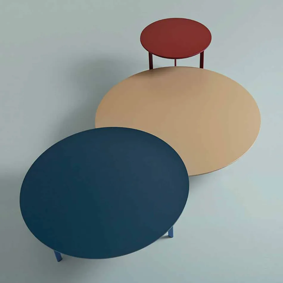 3 Legs Coffee Table in Steel and Colored Wood Top - Pretty Viadurini