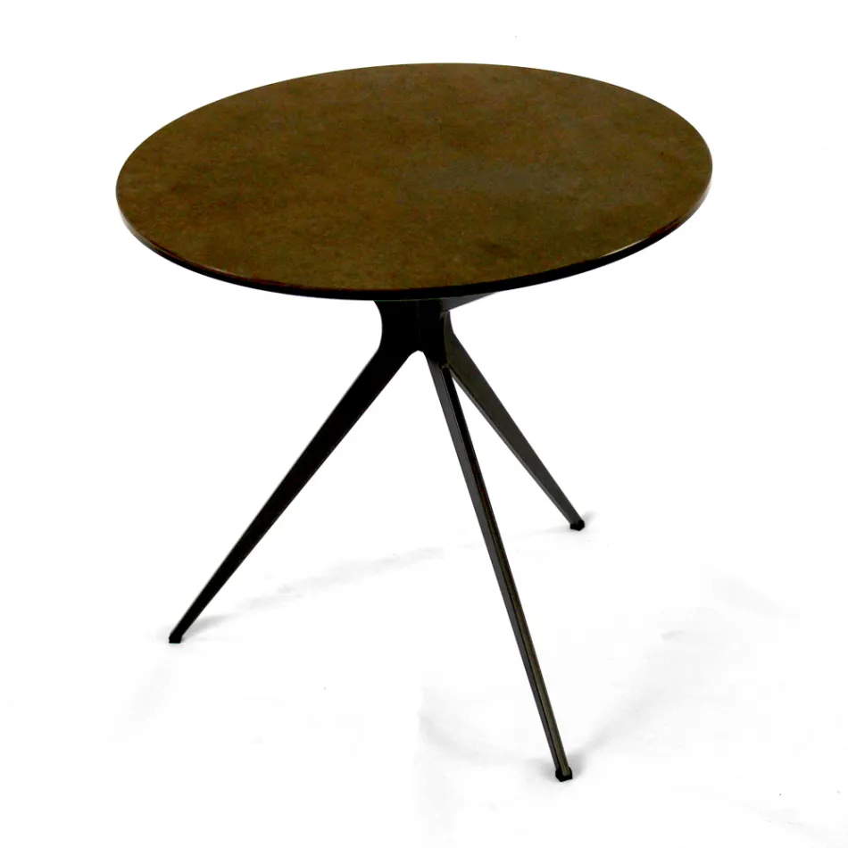 Coffee Table with Round Porcelain Stoneware Top Made in Italy - Siste Viadurini