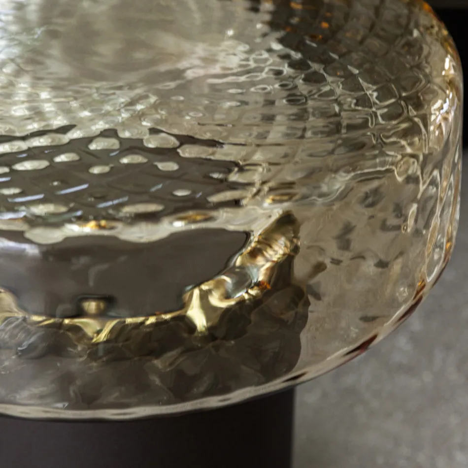 Coffee Table with Glass Top and Metal Base Made in Italy - Batulla Viadurini