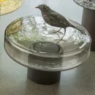 Coffee table with glass top and metal base Made in Italy - Batulla Viadurini