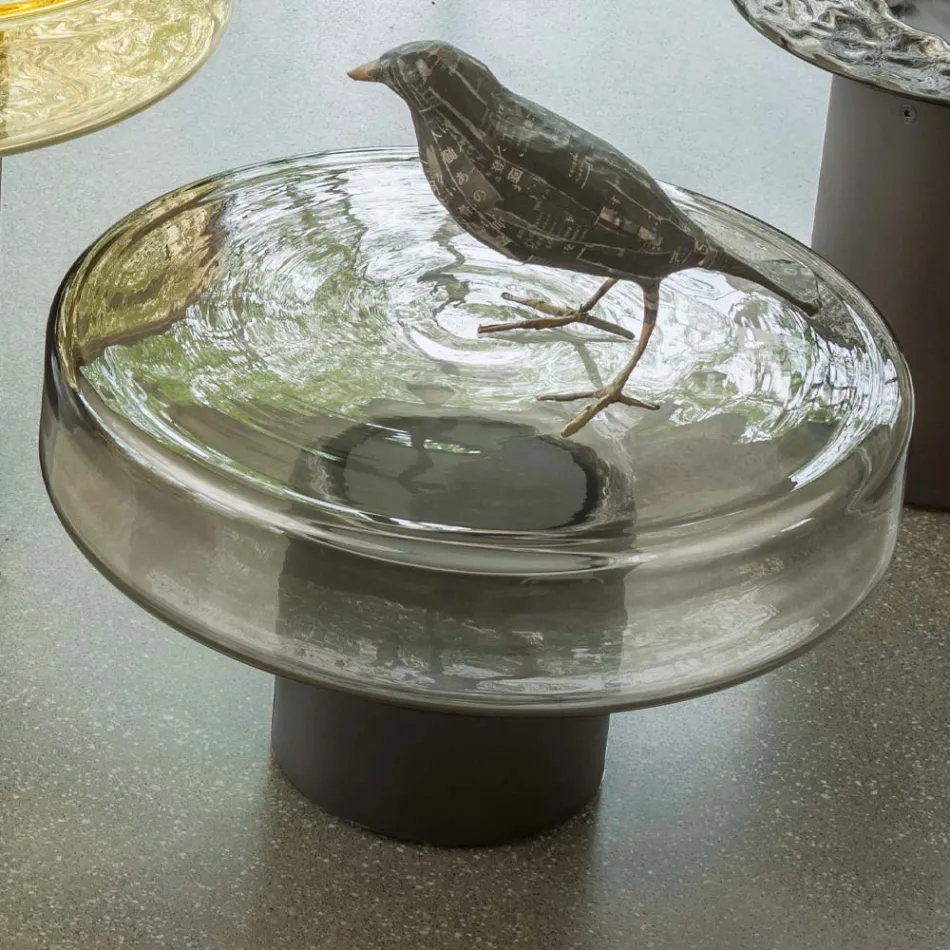 Coffee table with glass top and metal base Made in Italy - Batulla Viadurini